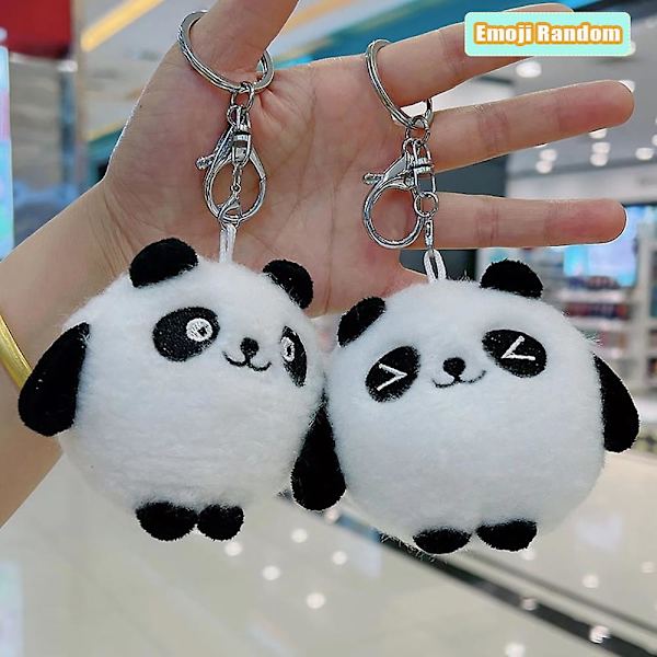 Plys Panda Nøglering Super Sød Blinkende Store Øjne Panda Nøglering Dukke Kvinder Mode Sød Taske Tilbehør Bil Nøglering-tilfældigt Udtryk