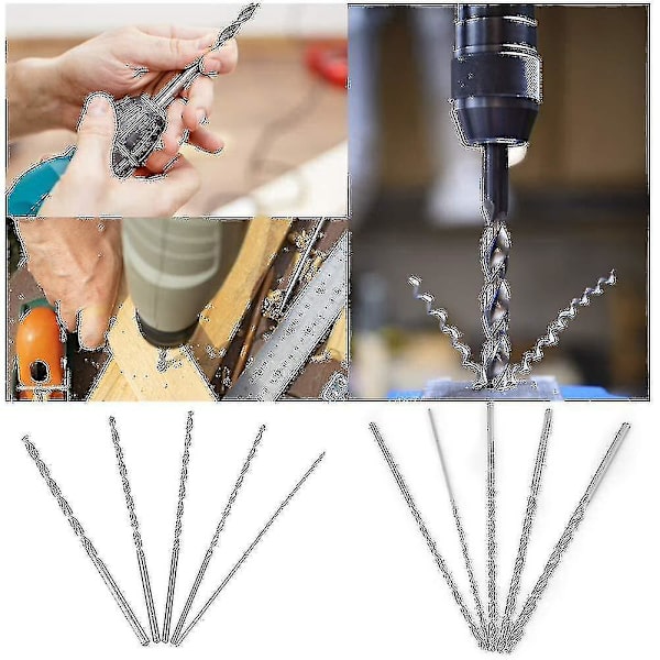 Set med 5 st spiralborr av snabbstål, runda, 5 diametrar 2 mm