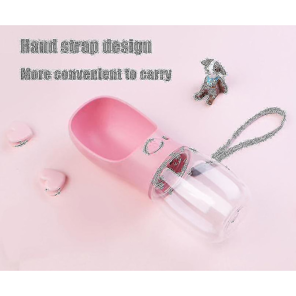 Bærbar hundevandsflaske til kæledyr rejsedrikkeskål kattevandsklemme dispenser (pink)