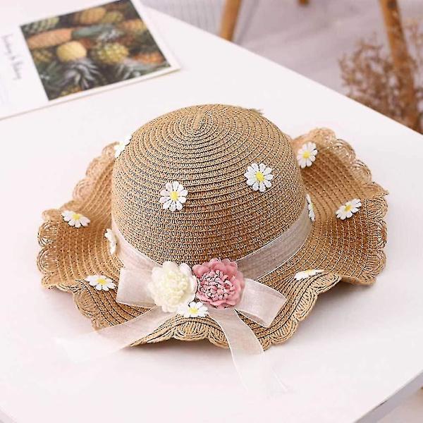 Mdchen Daisy Sun Hut Strohhut Mit Schulter Strohbeutel Set Sommer Blume Strand Hut Welle Weit Sonnenschutz Hut Beanie Mtze Fr Kinder Kleinkind Baby