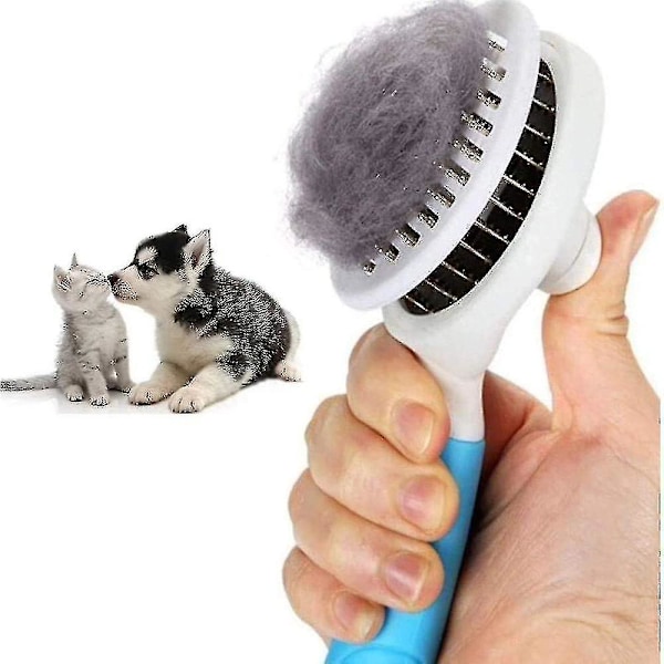 Hmwy-blue Cat Brush Self-cleaning Plucking Removes Pet Long Hair Suitable