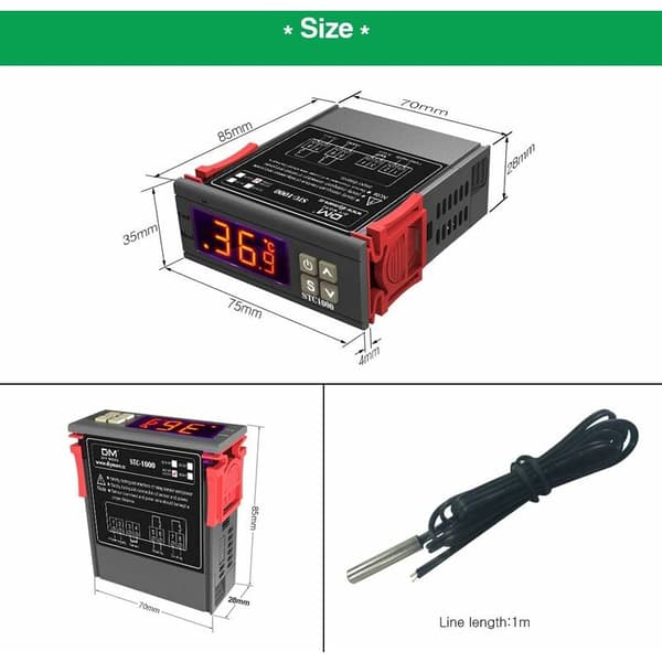 AC 110V-220V Temperaturregulator, Universal STC-1000 med 1 st temperatursensor