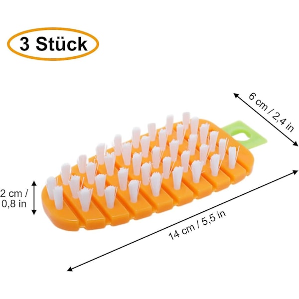 Kasvisharja, joustava hedelmäharja keittiön puhdistukseen porkkanakuvio oranssi