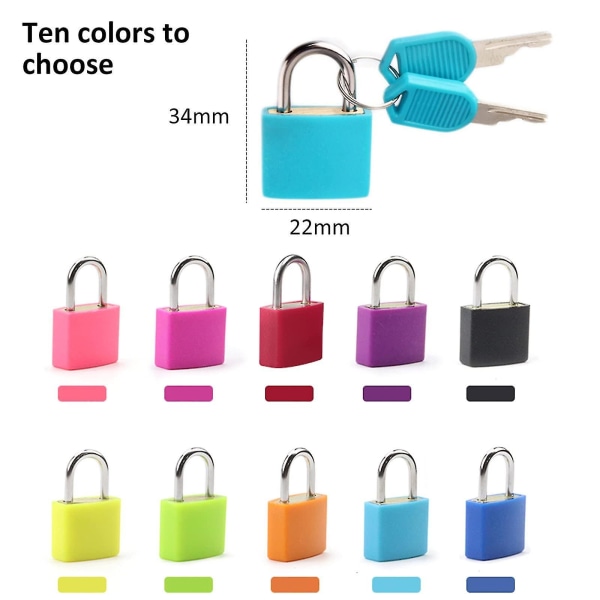 10 pakke små fargede hengelåser, mini koffertlåser Nøkkelhengelås Flerfarget metallhengelås med nøkler til skoletreningsstudio