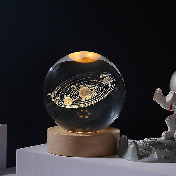 7 Färg Ljus Gradient 3d Kristallkula Led Nattljus Barn Gåvor Galaxy Projektorer Dekoration Hem Nattlampa Sovrumsdekor 8CM 7 färger 4-solsystem