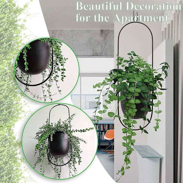 Metallhängande planter Hängande växter Hängande växtstativ Blomkrukor Inomhus Utomhus Balkong Tak Trädgård Dekor Hängande kedja Svart