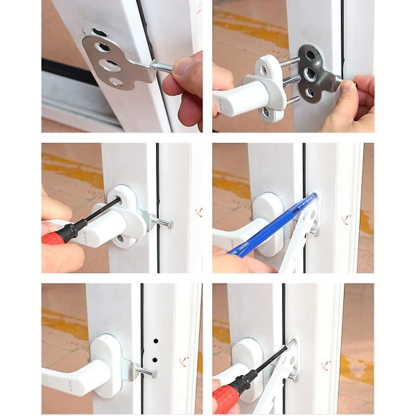 Vindusbegrenset for utvendig åpning, barnesikring for vinduer, anti-klem-lås, vindusventileringsbegrenser, utadgående åpning for UPVC-vinduer, tre og aluminium