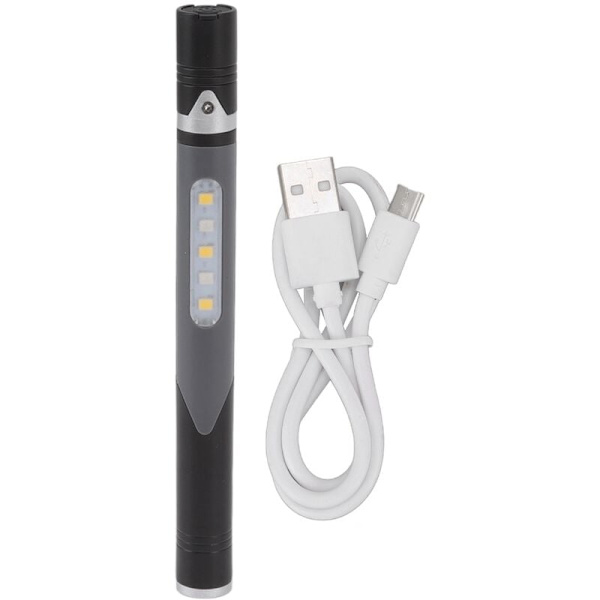 Penna ficklampa USB-laddning 3 ljuskällor LED-chip klämma design brett använd penna ficklampa för reparation sjukhus svart
