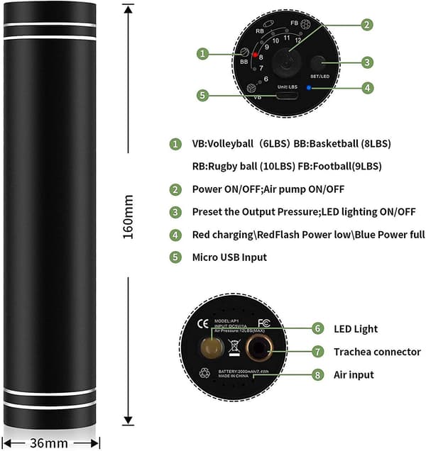 Automatisk elektrisk snabb bollpump med nål och munstycke-luftpump