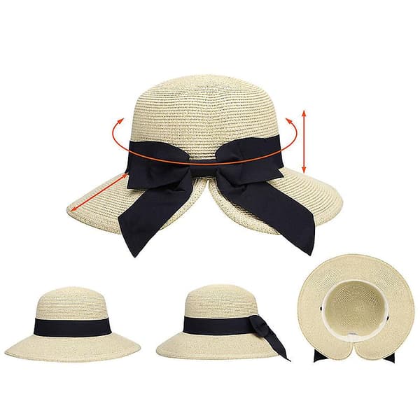 Dame Halm Strandhatt Foldbar Utendørs Solhatt