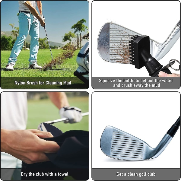 Golf Club Cleaner Groove Tube Golf Brush Golf Club børste med lekkasjesikker reservoarrør, klemflaske（Hvit）