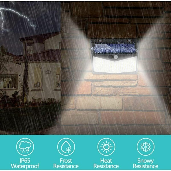 Solcellslampor för utomhusbruk 208 LED solcellslampa med rörelsesensor 270 vattentät trädgårdsvägglampa 3 lägen 2 st
