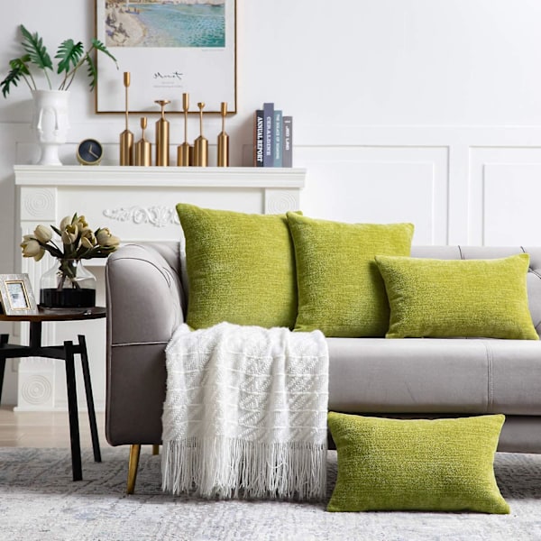 Chartruse Green Putetrekk 18x18 Tommers 2-pak Bondegård Landlig Stil Dekorativ Putetrekk Kvadratisk Pudetrekk for Hjem Sofa Dekor