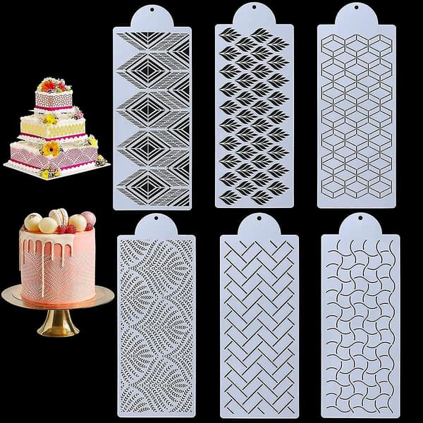 6 st kakdekorationsmallar kakstencil plastbakningsmallar för cupcake