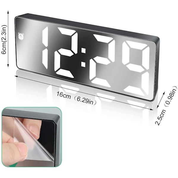 Tredige digital alarmklokker i tre, LED-vekkerklokke i tre, 12/24 timer, dato, temperatur, stemme- og berøringsaktivert multifunksjons LED-klokke til nattbordet