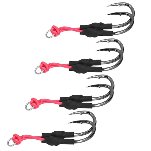 4 stk fiske jernplate lokke agn dobbel krok båtfiske metall fiskekrok jigging krok 7/0