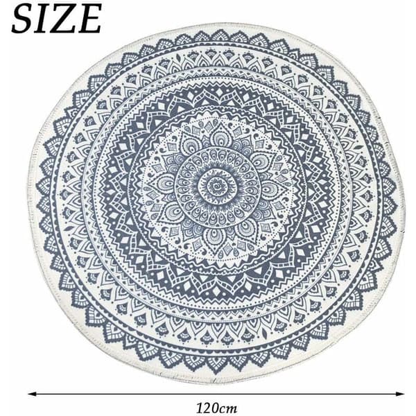 Mattvävd rund mat i boho-stil, tunn rund matta för vardagsrum, sovrum, area matta
