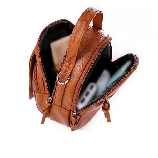Mini Ryggsäck Handväska för Kvinnor Crossbody Telefonväska Plånböcker Handväskor Koppling (Brun)