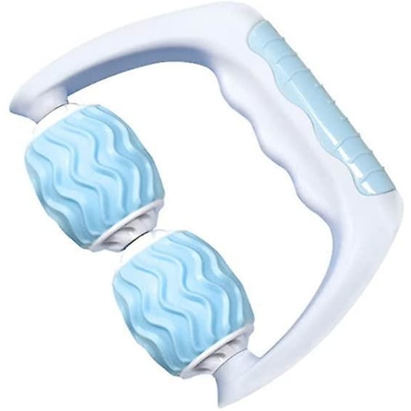 Cellulitemassageapparat, manuel skummassagerulle, 360 skumrulle til dyb vævsmuskelmassage, 2 hjul, håndmassage og benmassage (blå)