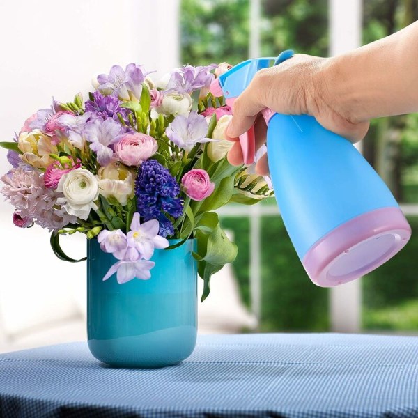 2-pack 500 ml växt sprayflaska tomma plast vattenflaskor vakuum sprayflaska för trädgård hem blommor kök rengöring frisörsalong - blå/rosa