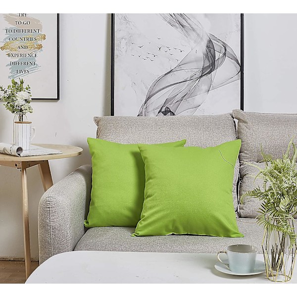 Set med 2 bomullscanvas örngott, (18\" x 18\", 2 st (18\" x 18\", äppelgrön)