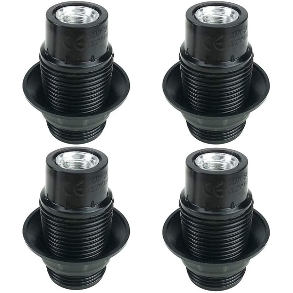 Sort E14 skrue, E14 pæreholder, 4 stk. E14 fatning, E14 fatning pære, solid pære fatning, sort adapter fatning, lampe fatninger dekoration C