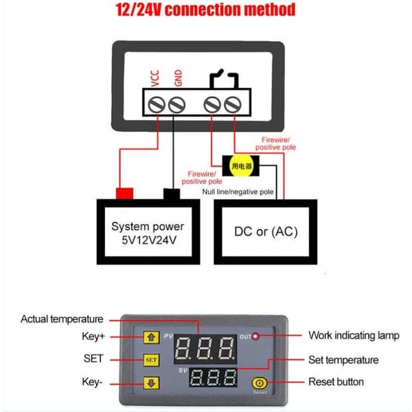 Temperaturregulator, temperaturswitch, mikrotemperaturkort, 24V