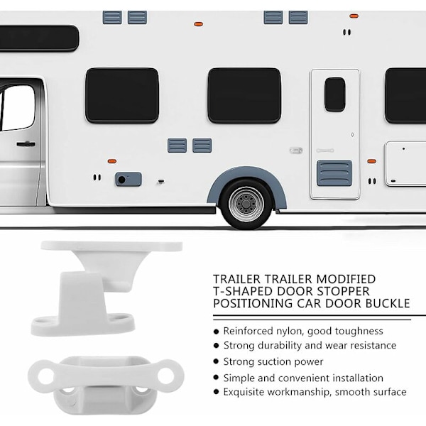 2 st dörrhållare T-form T-form vit plast dörrstopp hållare fäste set för husbil husbil husvagn husbil MODOU