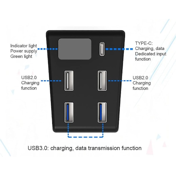 Adapter Typ C Expansionsladdare 5 Port Usb Hub Dataöverföring Kompatibel För Ps5 (1st, Svart)