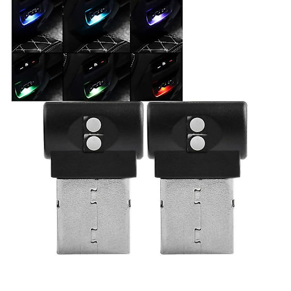 USB-bils omgivningsbelysning, Mini 7 färger knappkontroll LED-modellering inre ljus för bilar, bärbara datorer, USB-uttag, nattlampor och extra USB-kontakter De