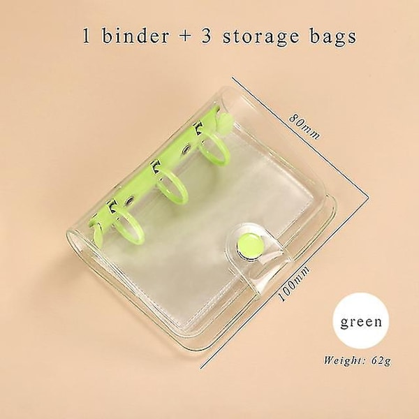 Kawaii Mini Transparent Bærbar | Kawaii Skoleartikler Notesbog - Sød Mini 3 -（grøn）