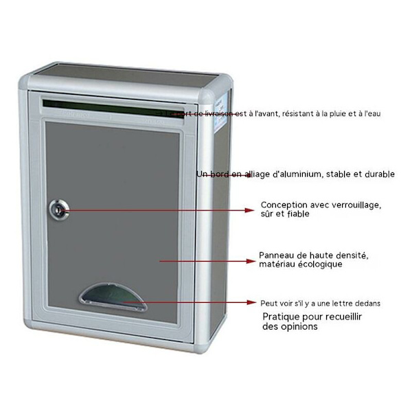 Förslagslåda i aluminiumlegering, liten förslagslåda, klagolåda, donationslåda, rapportlåda, brevlåda, väggmonterad