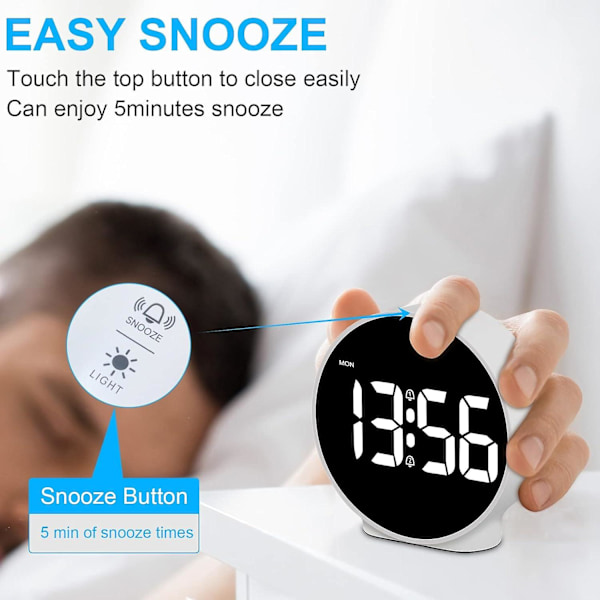 Liten digital väckarklocka LED skrivbord reseelektronisk klocka dubbel alarm snooze
