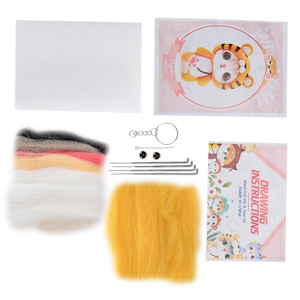 202# Tiger nålefilting ull DIY håndverk materiale for håndlaget plysj dukke making