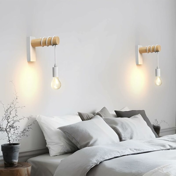 1 st europeisk stil vit vägglampa sovrum arbetsrum sänglampa retro vägglampa trä konst dekoration vägglampa