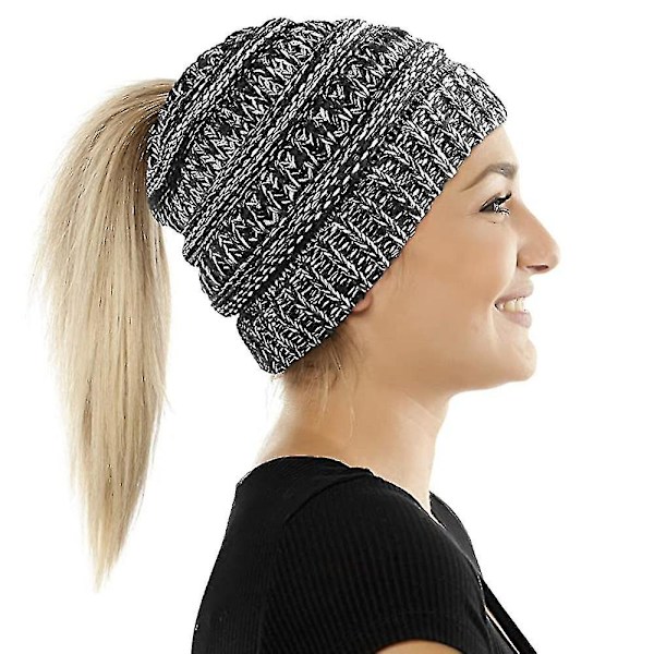 Ponytail Messy Bun Hale Kvinde Solid Ribbet Hat Cap, Kvinde Mode Hatte