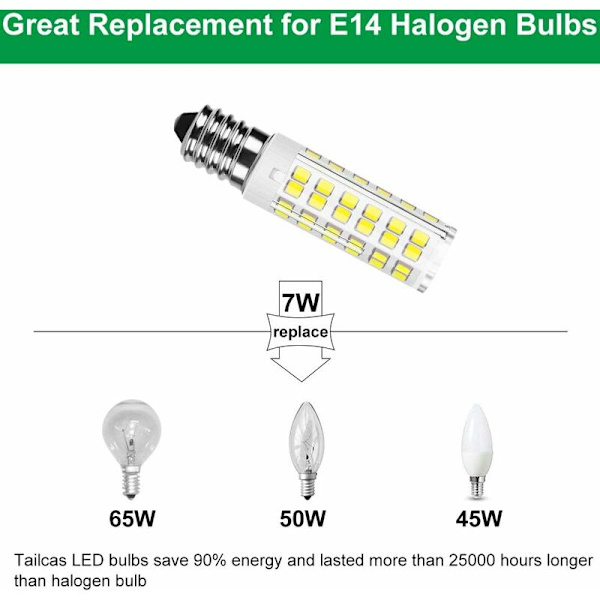 6 st 7W (65W halogen motsvarande) kallvit 6000K majsljus LED keramisk ljus E14 bred spänning kristallkrona ljuskälla, icke-stroboskopisk