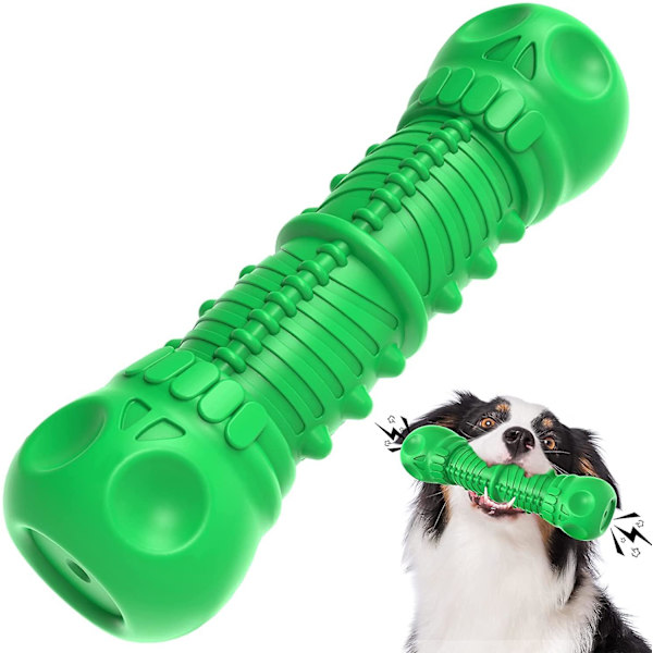 Hundleksaker, oförstörbar pipande hundtuggleksak för små hundar, hållbar hundtandborste, tandvård, grön färg