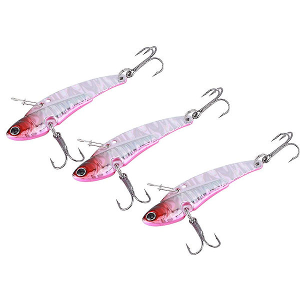 3PCS Metallkonstgjord Lockbete Alla Simlager Sjunkande Vibrationshårt Bete Fiskeutrustning Röd Huvud Silverkropp