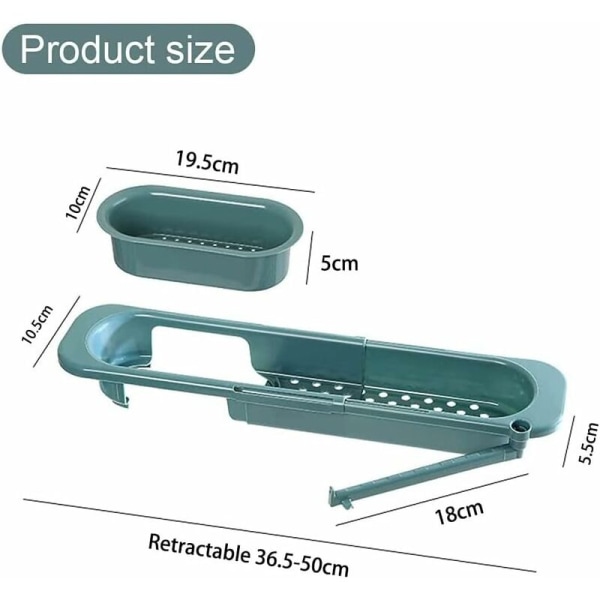 Teleskopisk diskbänk avloppshylla, diskbänk förvaringshylla, expanderbar avloppskorg, svampboll förvaringshylla - kök hylla för hemmet