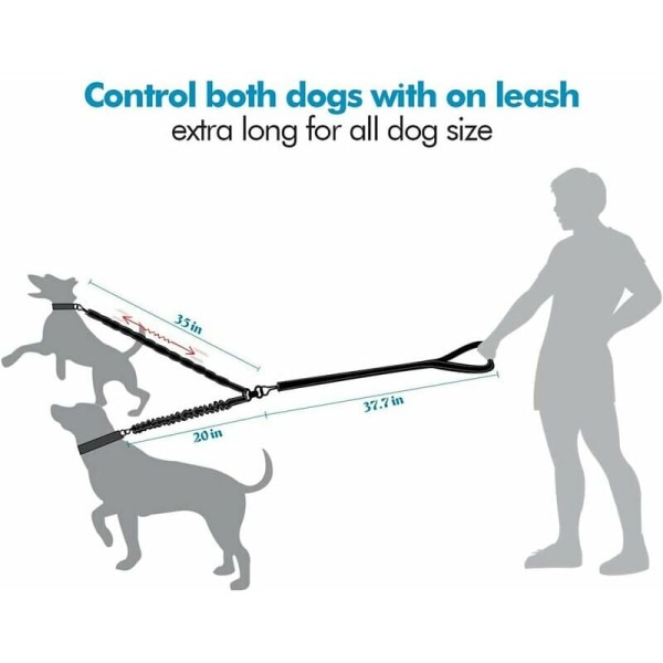 Dubbelkoppel för 2 hundar Hundkoppel Reflekterande träning och träning 360?? Trasselfri