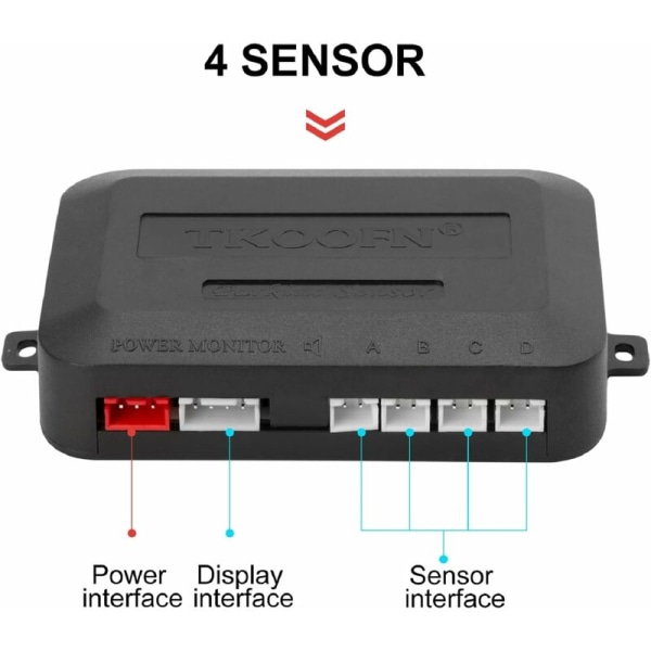 Backsensorset 4 svarta sensorer Automatisk parkeringssystem Digital parkerings-LED-display