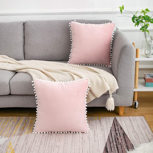 Blå pynteputer i bomull og lin for sofa, seng, 45 x 45 cm, sett med 2