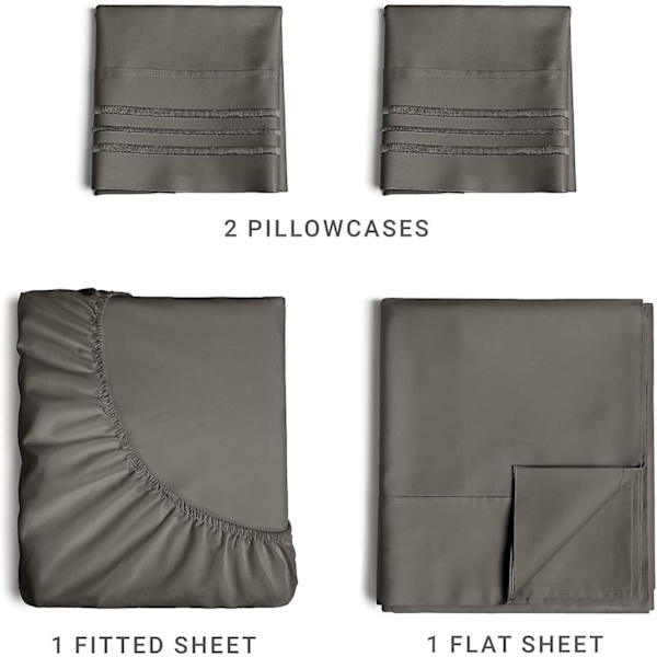 California King Size lakanset - Andningsbart & kylande - Hotell lyx sängkläder - Extra mjukt - Djupa fickor - Lätt passform - 4-delat set - Rynkfri -