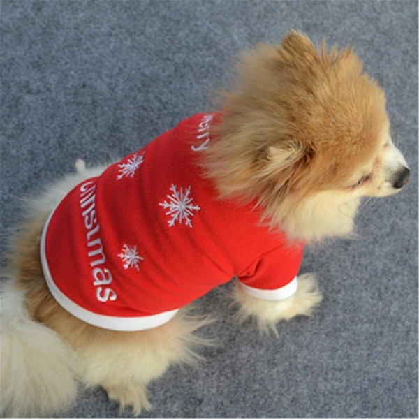 Julhundkläder Rock Puppy Kläder Jul Röd Liten och Medelstor Hundkläder Storlek S