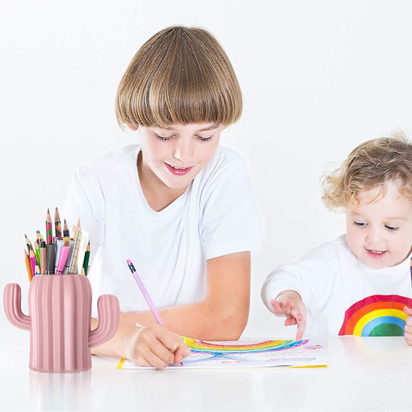 2 stk. Kaktus Penneholder Kaktus Penneholder Blyantsæske Skrivebordsartikler Penneholder Penneholder Student Multifunktionel Opbevaringsboks Kontor (Pink)