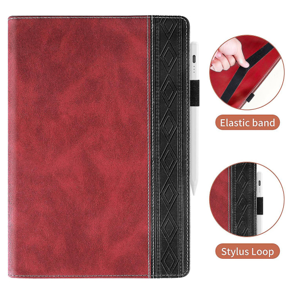 Business Style Pu case Samsung Galaxy Tab T510:lle, automaattinen lepotila/herätystoiminto, täysi case(punainen)