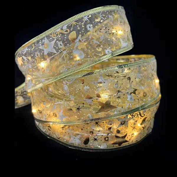 En LED-ljus julband för att dekorera julgranen - guld band (varmt??) bredd: 3,8 m, längd: 10 m
