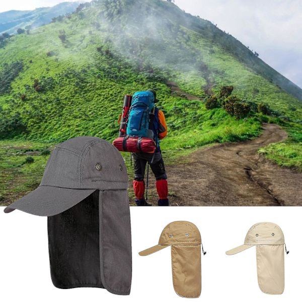 Toppet hat unisex åndbar pladsbesparende vaskbar foldbar bærbar baseball hat nakkebeskyttelse camping klatring hat til rejser（Army Green）