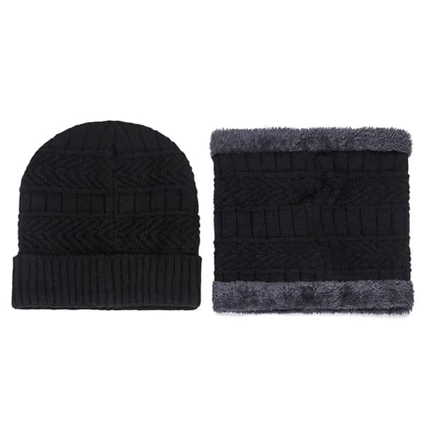 Set med 2 vintermössa och halsduk presentset för män, julmössa och stickad mössa, grå